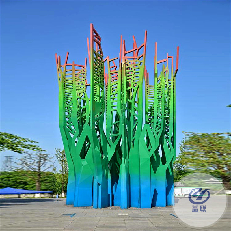 不銹鋼雕塑定制大型金屬園林地產(chǎn)鏡面鯨魚浪花圓環(huán)鹿景觀水景地標(biāo)