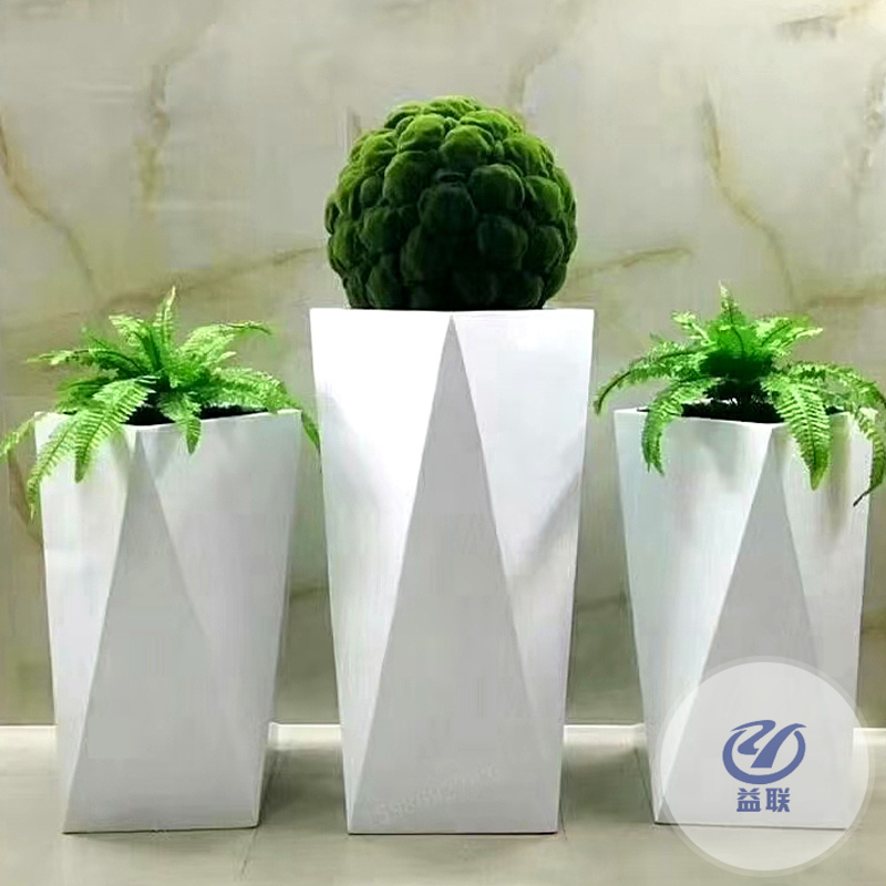 定制歐式創(chuàng)意方形玻璃鋼花箱現(xiàn)代簡約奶茶店玻璃鋼花槽戶外種樹箱